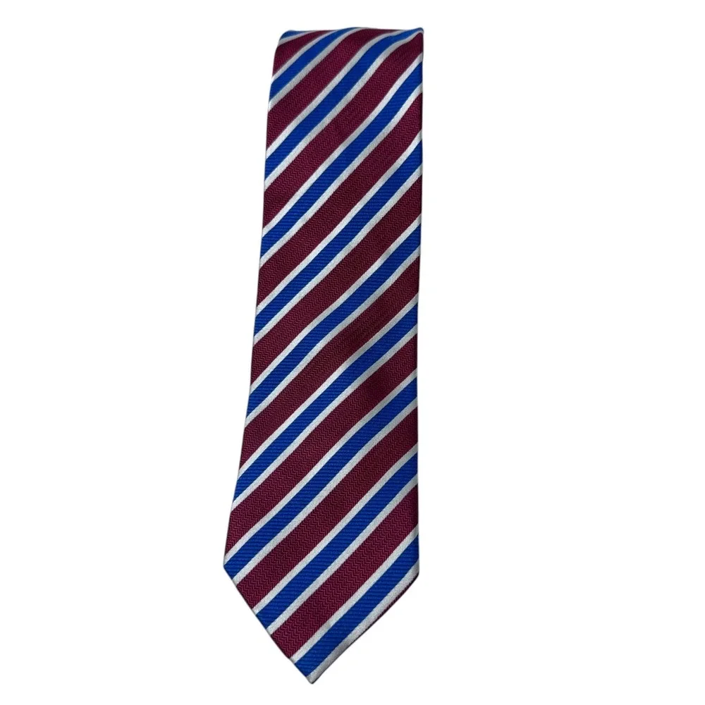 Bird Dog Bay Necktie Mens OS Red Blue Silk Wool Repp Stripe Preppy Classic